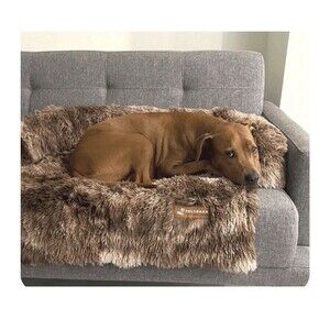Pelsbarn Original Calming Dog Bed XXL Brown-Beige w Bolsters 60–100+ lbs Pet